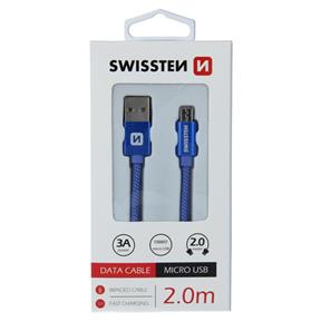 SWISSTEN Datový Kabel Textile USB / Micro 2,0 M modrý