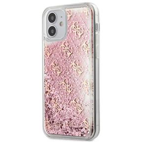 GUESS GUHCP12SLG4GSPI 4G Liquid Glitter Zadní Kryt pro iPhone 12 Pink