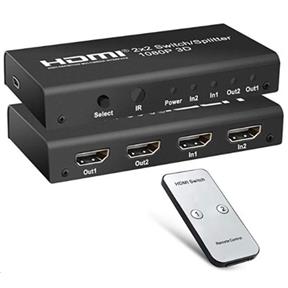 PREMIUMCORD HDMI switch 2:2, 3D,1080p,dálkové ovl .