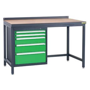NABBI PSS02D/L5 pracovný stôl so zverákom grafit / zelená