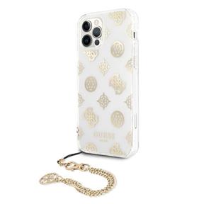 GUESS GUHCP12LKSPEGO PC Chain Peony Zadní Kryt pro iPhone 12 Max Gold