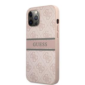 GUESS GUHCP12M4GDPI PU 4G Printed Stripe Zadní Kryt pro iPhone 12/12 Pink