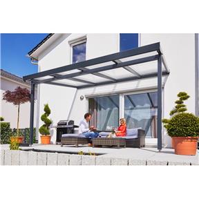 GUTTA Terrassendach Premium - čirý polykarbonát / antracitová konstrukce pergola 4,102 x 3,06 m