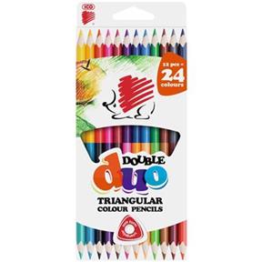 ICO Farebné ceruzky, s 2 hrotmi, trojuholníký tvar, "Ježko, 12 rôznych farieb